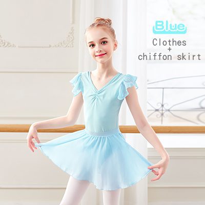 Ballet Leotard Dress Girls Ballet Dress Kids Camisole Gymnastics Leotard With Lining Dress Chiffon Skirt Bowknot Dance Leotards