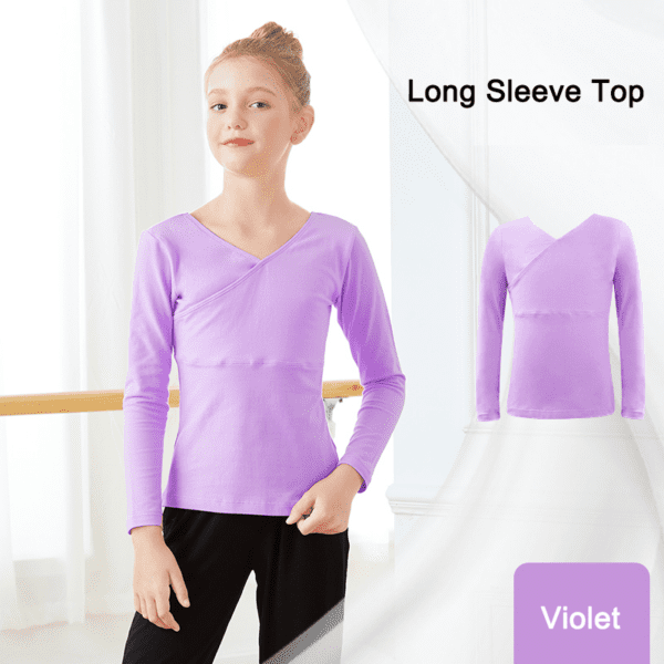 Ballet Tops Girls Dance T-shirt Long Sleeves Clothes Cross Neck Tops+Pants Sets Ballet Suits For Girls Dancewear