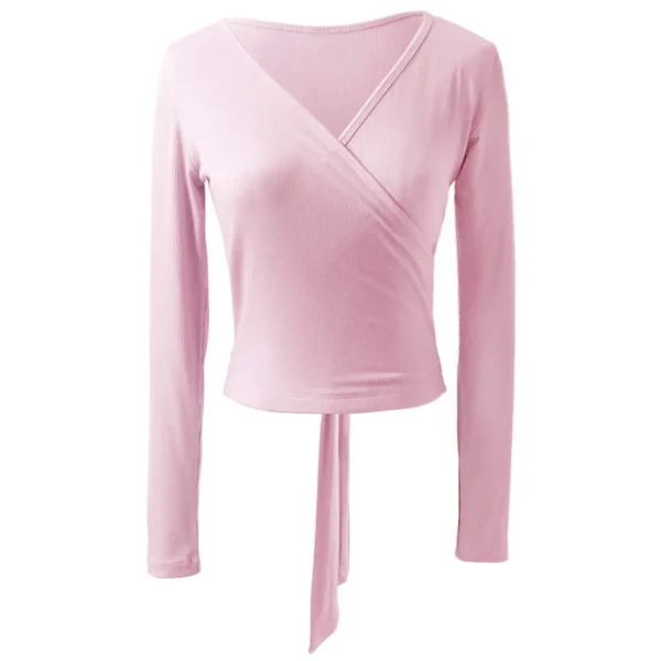 Woman Ballet Jacket Dance Top Wrap Knitted V Neck Long Sleeve Dance Shirt Bandage Ballet Tops Training Tops Dance Costumes