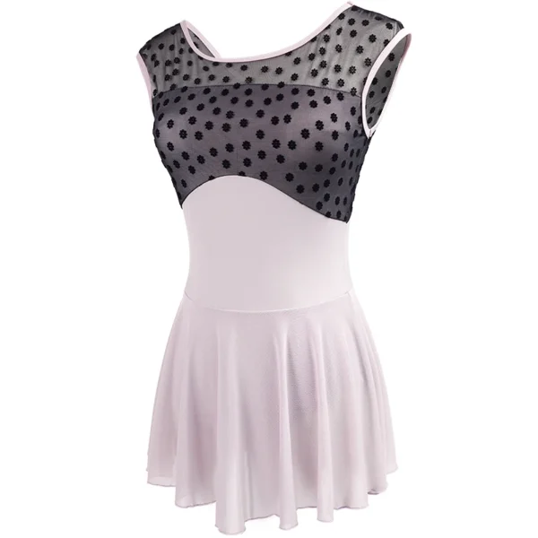 Ballet Leotards Dress Woman Gymnastics Dress Flocking Splice U Back Sleeveless Ballet Dress Adults Nylon Dancing Bodysuit