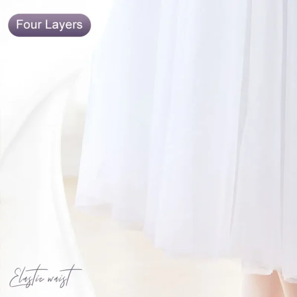 Ballet Skirt Four/Two Layers Long Dance Skirt Adults Soft Mesh Ballet Dance Skirt Performance Skirt For Woman