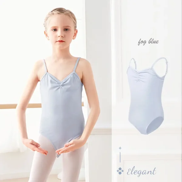 Ballet Leotards Girls Gymnastics Leotard Camisole Leotards Drawstring V Back Nylon Dance Leotards Ballet Bodysuit For Girls