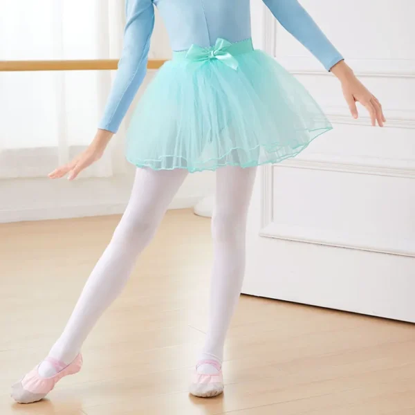 Ballet Skirt Girls Ballet Tutu Fluffy Dance Tutu Skirt Satin Bow Knot Tulle Skirts Ballet Dance Costumes Puffy Short Dresses