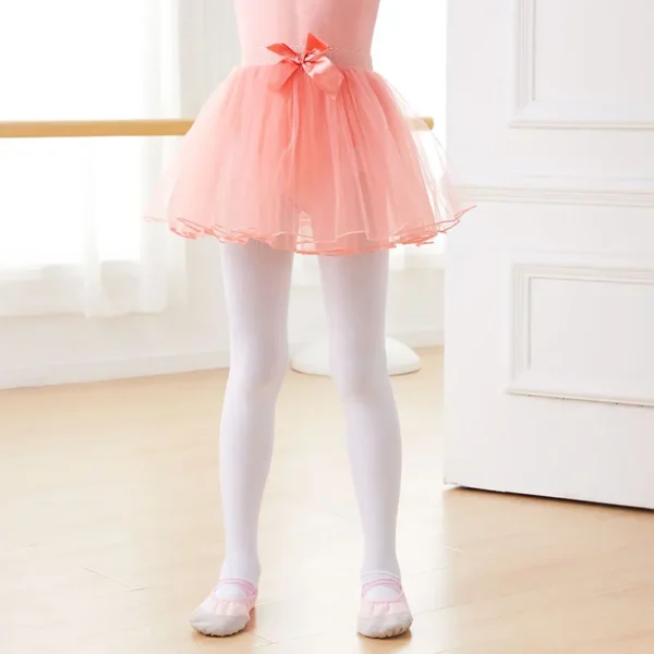 Ballet Skirt Girls Ballet Tutu Fluffy Dance Tutu Skirt Satin Bow Knot Tulle Skirts Ballet Dance Costumes Puffy Short Dresses