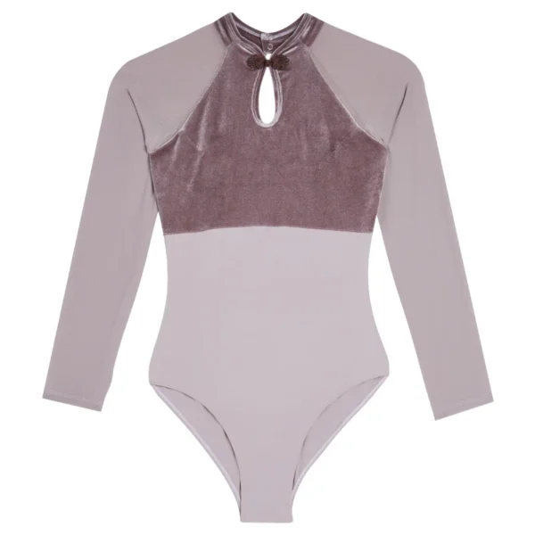 Woman Ballet Leotards Chinese Style Gymnastics Leotards Velvet Splice Long Sleeves Ballet Bodysuit Nylon Dancing Activewear