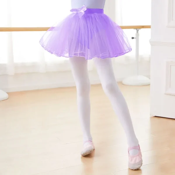 Ballet Skirt Girls Ballet Tutu Fluffy Dance Tutu Skirt Satin Bow Knot Tulle Skirts Ballet Dance Costumes Puffy Short Dresses