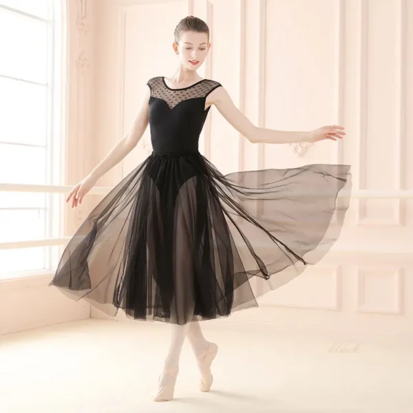 Ballet Skirt Four/Two Layers Long Dance Skirt Adults Soft Mesh Ballet Dance Skirt Performance Skirt For Woman