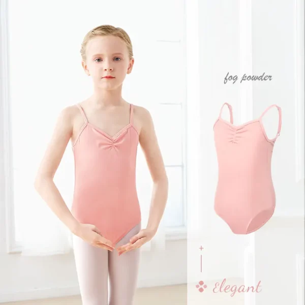 Ballet Leotards Girls Gymnastics Leotard Camisole Leotards Drawstring V Back Nylon Dance Leotards Ballet Bodysuit For Girls