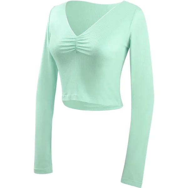 Ballet Top Woman Ballet Knitted Tops V Neck Long Sleeve Dance Tops Shirts Adults Dancewear Training Tops Dance Costumes