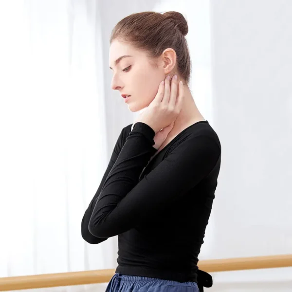 Woman Ballet Jacket Dance Top Wrap Knitted V Neck Long Sleeve Dance Shirt Bandage Ballet Tops Training Tops Dance Costumes