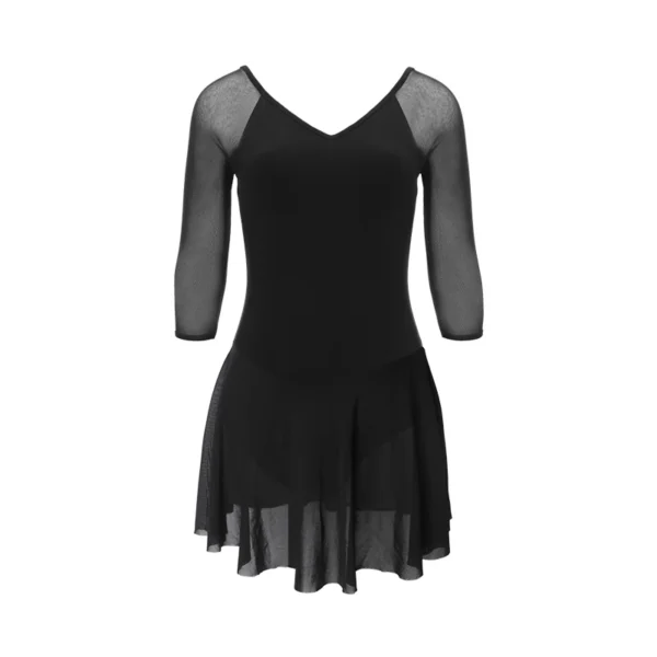 Women Ballet Leotard Dress Elastic Black Mesh Ballet Bodysuit Adult Ballet Leotard Gymnastics Leotard