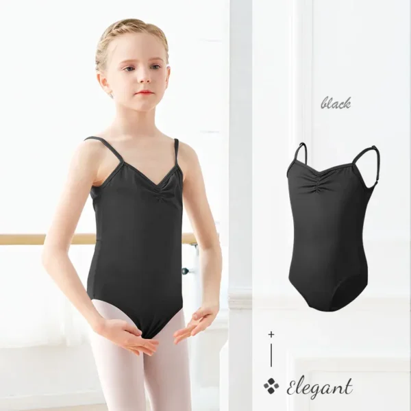 Ballet Leotards Girls Gymnastics Leotard Camisole Leotards Drawstring V Back Nylon Dance Leotards Ballet Bodysuit For Girls