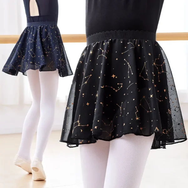 Ballet Skirt Elastic Chiffon Skirt Dance Skirt Girls Woman Constellation Pattern Half Skirt For Dancing