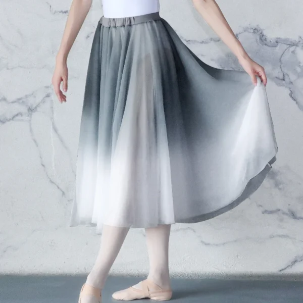 Women Gradient Chiffon Long Dress Dancewear Adult DanceChiffon Dress Ballerina Dance Skirt