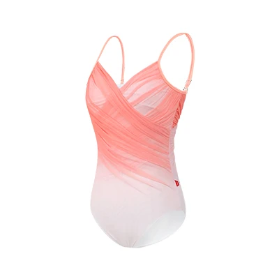 Ballet Leotards Woman Gymnastics Leotards Dancing Bodysuit Nylon V Neck Sleeveless Camisole With Mesh Skirt Sets Swimwear