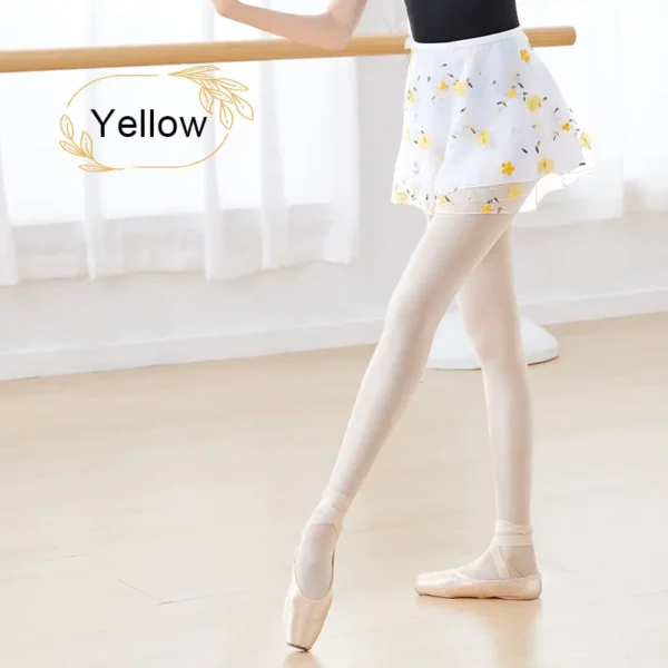 Ballet Skirt Woman Embroidery Floral Tie Up Chiffon Half Dance Skirt For Woman Skirt For Dancing