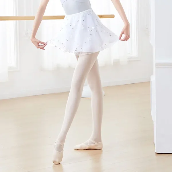 Ballet Skirt Woman Embroidery Floral Tie Up Chiffon Half Dance Skirt For Woman Skirt For Dancing