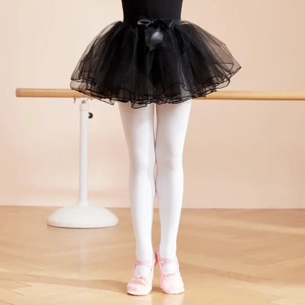 Ballet Skirt Girls Ballet Tutu Fluffy Dance Tutu Skirt Satin Bow Knot Tulle Skirts Ballet Dance Costumes Puffy Short Dresses