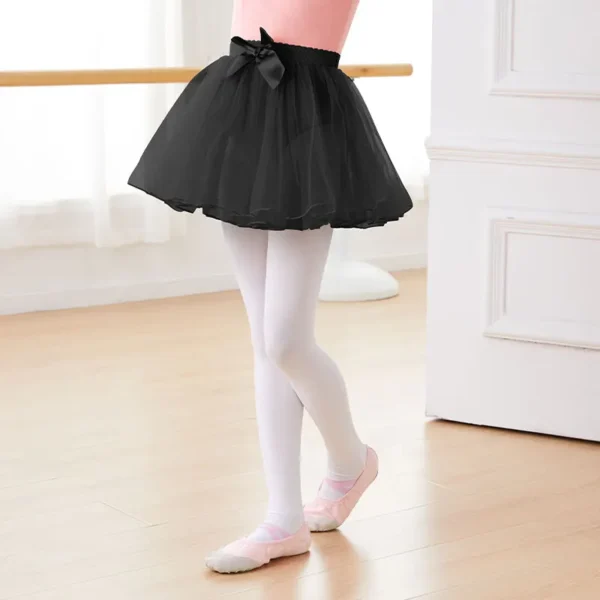 Ballet Skirt Girls Ballet Tutu Fluffy Dance Tutu Skirt Satin Bow Knot Tulle Skirts Ballet Dance Costumes Puffy Short Dresses