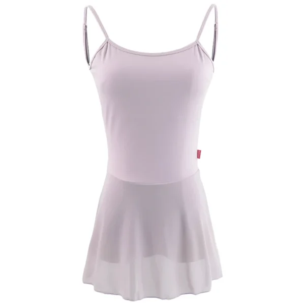 Women Ballet Dress Dancing Bodysuit Adjustable Strap Gymnastics Leotard Ballerina Nylon Mesh Splice Camisole Leotard Dress