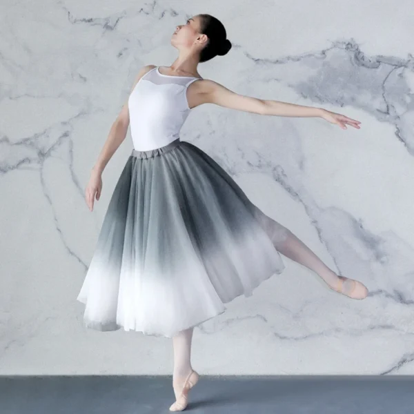 Women Gradient Chiffon Long Dress Dancewear Adult DanceChiffon Dress Ballerina Dance Skirt