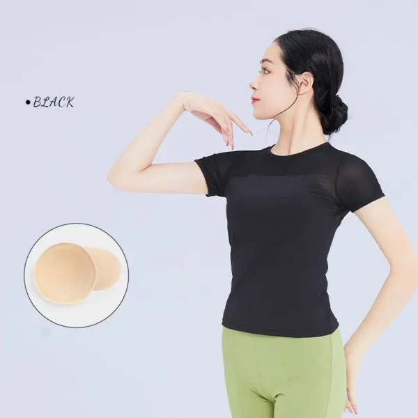 Ballet Tops Woman Dance Tops Mesh Splice Ballet Shirt Clothing Elegant Adults Yoga Ballerina Dance Costume Lady