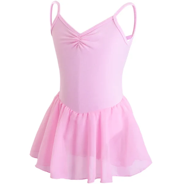 Ballet Leotard Dress Girls Ballet Dress Kids Camisole Gymnastics Leotard With Lining Dress Chiffon Skirt Bowknot Dance Leotards